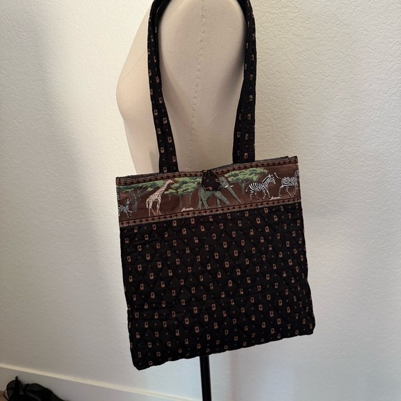 Larenda Quilted Safari Print Tote~ VTG - Picture 6 of 9